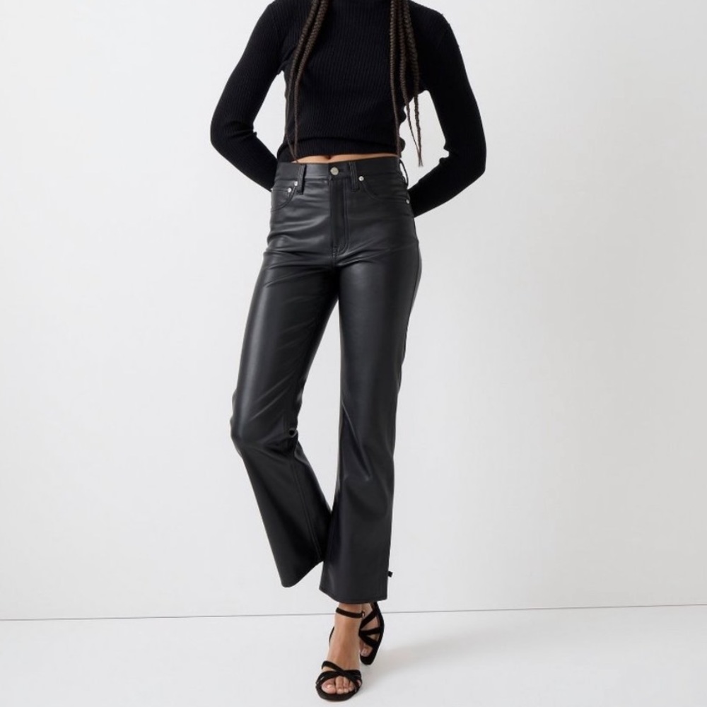 J. Crew Black Boot Cut Leather Pants Sz 34